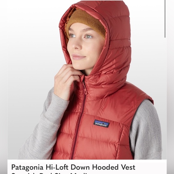 ISO SEEKING Patagonia Hi-Loft Down Hooded Vest Spanish Red Size Womens large - Picture 3 of 4